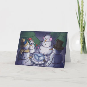 Sneeuwmannen die uit kamperen feestdagen kaart