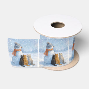 Sneeuwmannen en katten in een besneeuwd veld lint