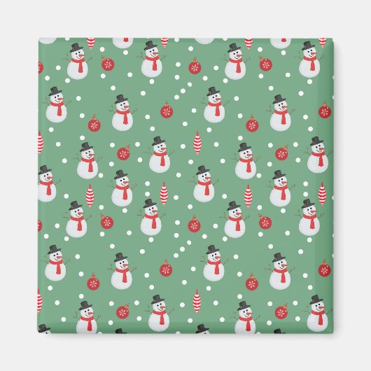 Sneeuwmannen en kerstversieringen magneet (Voorkant)