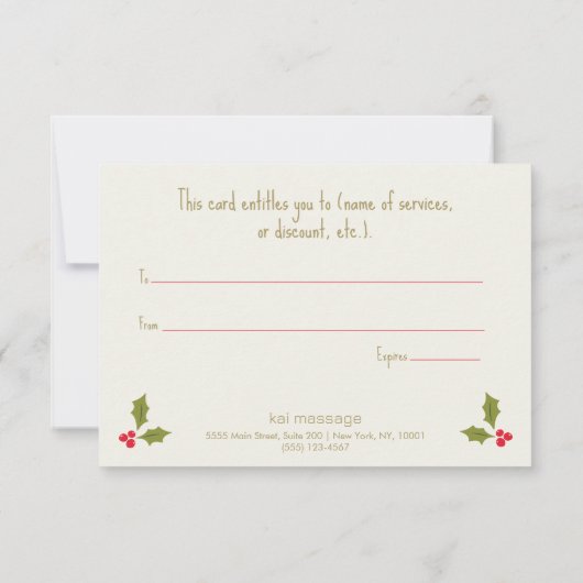 Sneeuwmannen en rendieren kerstcadeaubon (Achterkant)