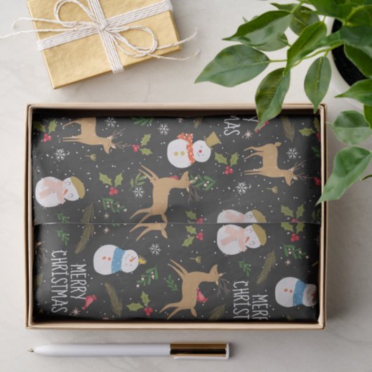 Sneeuwmannen en rendieren Kerstmis Tissuepapier (Geschenk)