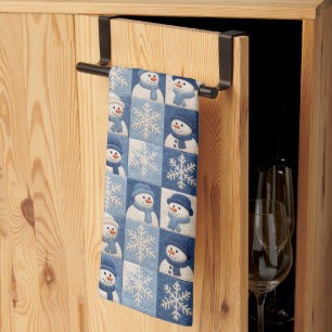 Sneeuwmannen en Sneeuwvlokken Quilt Patroon Theedoek