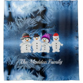 Sneeuwmannen familie van vier douchegordijn (Voorkant)
