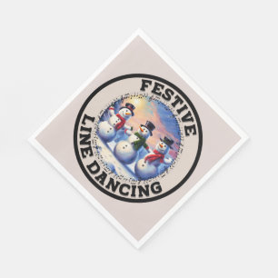 Sneeuwmannen Feestelijke Line Dancing Servet