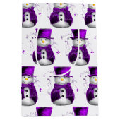 Sneeuwmannen in Paarse Fluweel Elegante Kerstmis Medium Cadeauzakje (Voorkant)