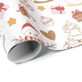 Sneeuwmannen Kerst ornamenten geschenken witte ker Cadeaupapier (Rol Hoek)