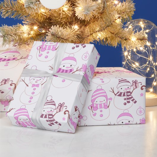 Sneeuwmannen Kerst ornamenten geschenken witte ker Cadeaupapier (Feestdagen)
