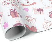 Sneeuwmannen Kerst ornamenten geschenken witte ker Cadeaupapier (Rol Hoek)