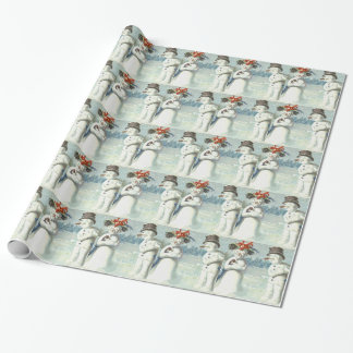 Sneeuwmannen Koppel Winter Sneeuwveld Cadeaupapier