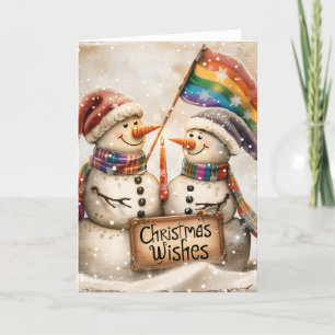 Sneeuwmannen LGBTQ Kerstmis Digitale Kunst Feestdagen Kaart