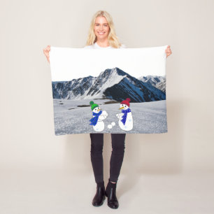Sneeuwmannen op de Mountain Fleece deken