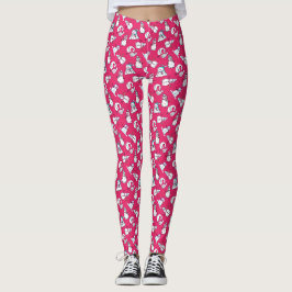 Sneeuwmannen Patroon Roze Kerst Leggings