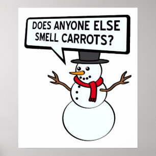Sneeuwmannen Ruiken Wortels Grappige Poster