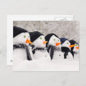 Sneeuwmannen sluiten op rij briefkaart (Voorkant / Achterkant)