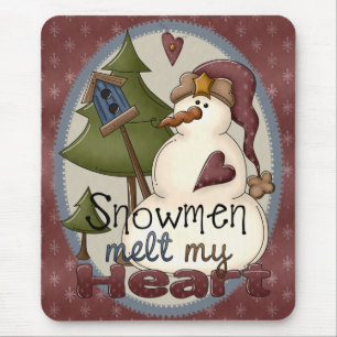 Sneeuwmannen smelten mijn hart mousepad muismat