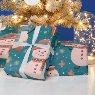 Sneeuwmannen Sneeuwvlokken Kerstmis Ornamenten Ker Cadeaupapier
