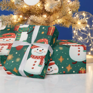 Sneeuwmannen Sneeuwvlokken Kerstmis Ornamenten Ker Cadeaupapier