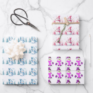 Sneeuwmannen Winter Fun Wrapping Paper Sheet