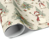  Sneeuwman's Kerstgenot Cadeaupapier (Rol Hoek)