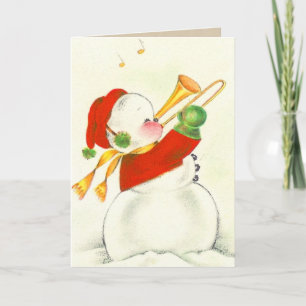 sneeuwmantrombone feestdagen kaart