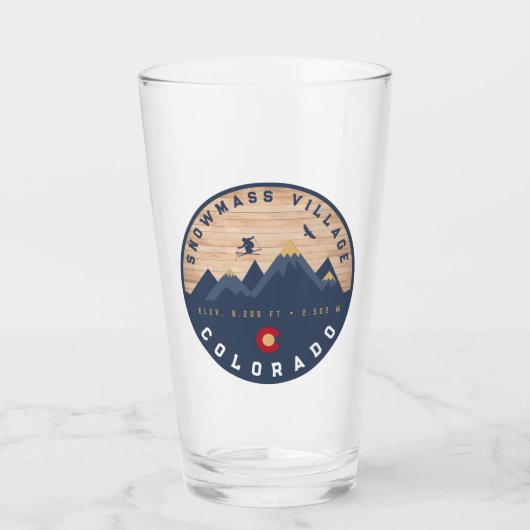 Sneeuwmassa Colorado Vlag Retro Sunset Ski Souveni Glas (Voorkant)