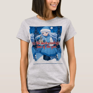 Sneeuwmeisje Anime Meisje Kerst Sneeuwbol T-Shirt