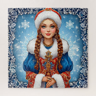 Sneeuwmeisje Mooie Winter Portret Legpuzzel