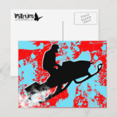 Sneeuwmobiel. poederspoor. briefkaart (Voorkant / Achterkant)