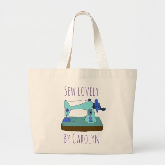Sneeuwnaaimachine,  naaimachine, jouw naam grote tote bag (Voorkant)