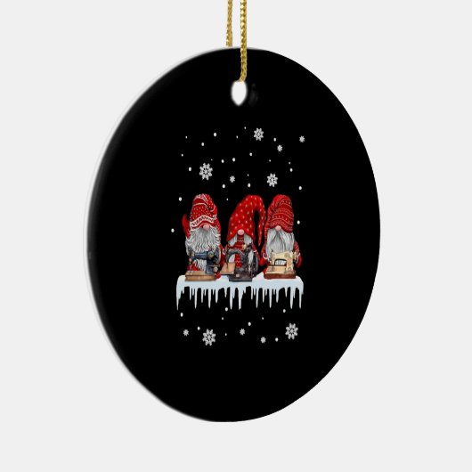 Sneeuwnaaimachine voor kerstgrind Shirt Keramisch Ornament (Rechts)