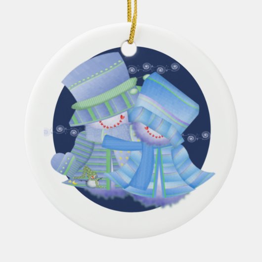 Sneeuwpaar Keramisch Ornament (Voorkant)