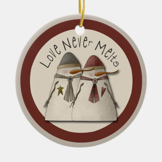 Sneeuwpaar Keramisch Ornament (Voorkant)