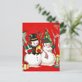  sneeuwpaar kerst feestdagenkaart (Staand voorkant)