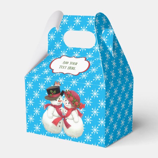 Sneeuwpaar met Snowflake Pattern-pleister Bedankdoosjes (Voorkant Zijde)
