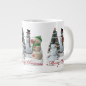 Sneeuwpalen Prettig kerstfeest rode script Extra Grote Beker (Voorkant rechts)