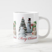 Sneeuwpalen Prettig kerstfeest rode script Extra Grote Beker (Rechts)