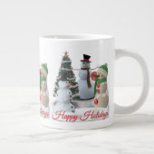 Sneeuwpalen Prettige Feestdagen rode script Extra Grote Beker (Rechts)