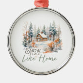Sneeuwplaats als Huis, Berghut Kerstmis Metalen Ornament (Voorkant)