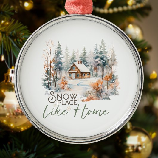 Sneeuwplaats als Huis, Berghut Kerstmis Metalen Ornament