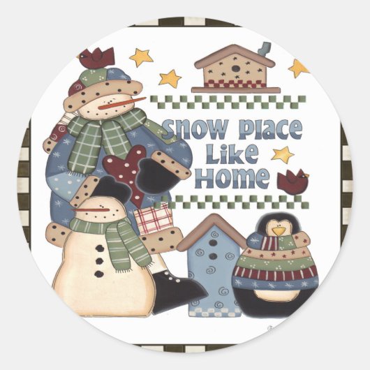 Sneeuwplaats als startpunt ronde sticker (Voorkant)