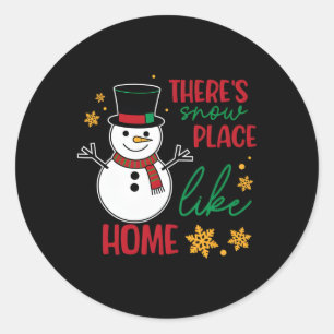 Sneeuwplaats als thuis kerst ronde sticker