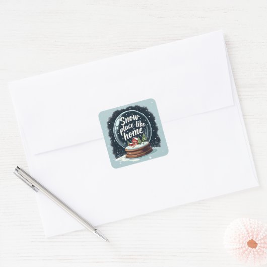 Sneeuwplaats zoals Home Vakantie Quote Vierkante Sticker (Envelop)