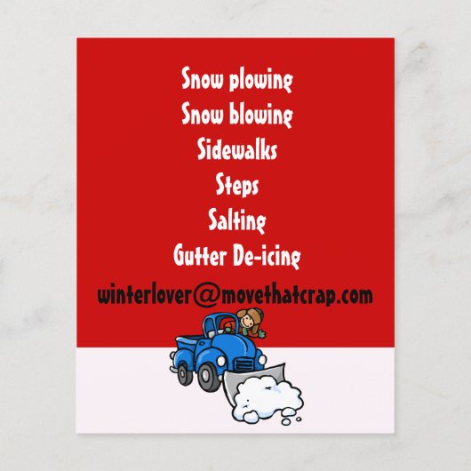 Sneeuwploeg. Sneeuwruimingsservice. Flyer (Achterkant)
