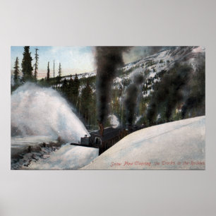 Sneeuwploegen voor het opruimen van spoorwegen in  poster