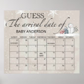 Sneeuwpop Baby Shower Raad Verwachte Datum Kalende Poster (Voorkant)