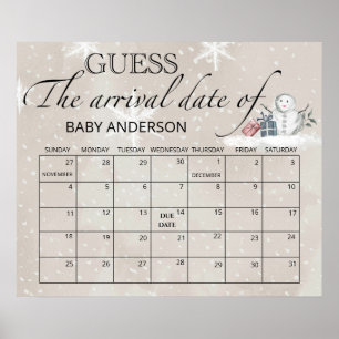 Sneeuwpop Baby Shower Raad Verwachte Datum Kalende Poster