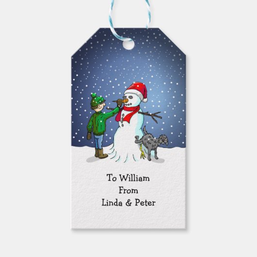 Sneeuwpop Bouwen Cadeaulabel (Voorkant)