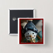 Sneeuwpop Button/pin Vierkante Button 5,1 Cm (Voorkant /achterkant)