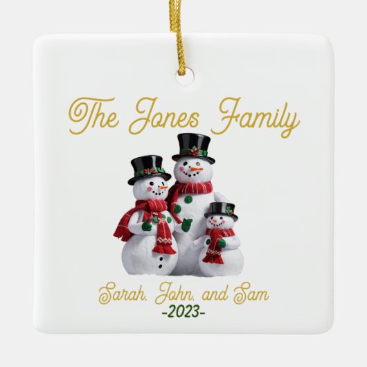 sneeuwpop familie Ornament (Voorkant)