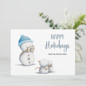 Sneeuwpop fotograaf Kerst Feestdagenkaart (Staand voorkant)